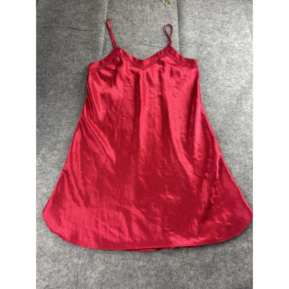 Vintage T R Bentley Red Bias Cut Satin Sexy Lingerie Mini Slip Dress Size M SEE